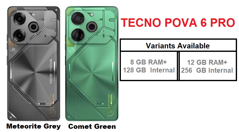 tecno pova 6 pro colors and variants available.